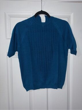 Teal Short-Sleeve Knit Sweater